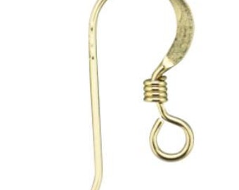 French Earwires - Coil - 14 Karat Gold #10102 - 2pcs