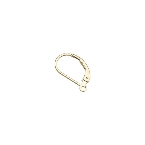 14 Karat Gold Earring Leverbacks Plain with Ring - 1pc, 10pcs #104386