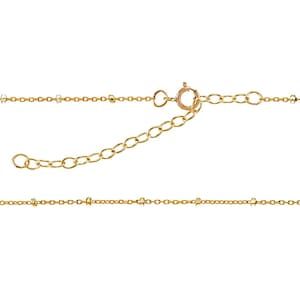 Satellite Chain Sterling Silver Diamond Cut Beads 1.2mm w/ 1.1mm Bead 16&quot; + 2&quot; extension w/ Spring Ring - Gold Filled - 20DC1186FN-16-2EXT-S