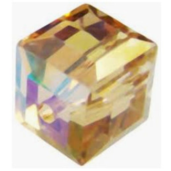 Swarovski Crystal Cube Beads 5601 - 4mm 6mm 8mm - Light Colorado Topaz AB