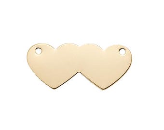 Flat Double Heart Connectors 8.1 x 18.2mm - (202211CN) - Gold Filled