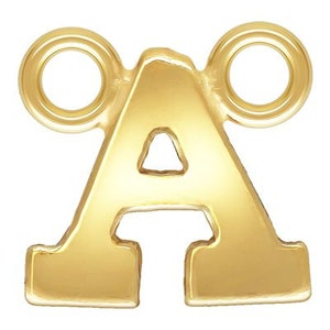 Alphabet Connectors A- Z Gold Filled 8mm - 0.5mm Thick - Permanent Jewelry Two Ring Letter