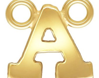 Conectores do alfabeto A-Z preenchidos com ouro 8 mm - 0,5 mm de espessura - joias permanentes com letra de dois anéis