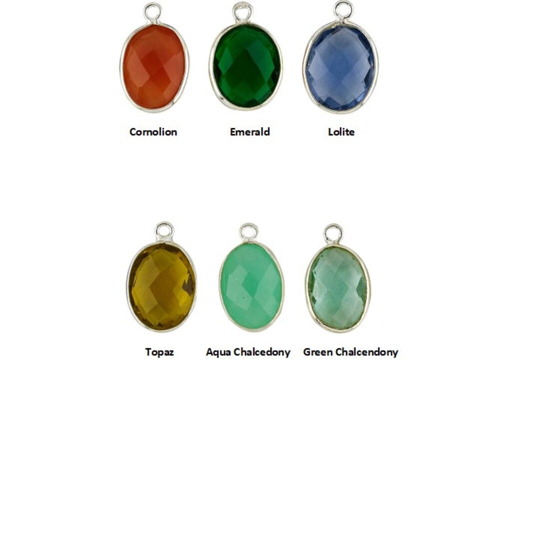 ベゼル付き宝石 マルチカラー - 10.7x4.5 mm オーバルペンダント