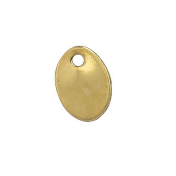 Plain Oval Personalizing Stamping Tag Charm With Pierced Hole 8 x 6mm - Gold Filled (GF Item#C2053P)