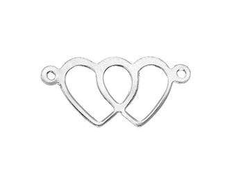 Double Cut Out Heart Connectors 8.7 x 18.1mm - (301714CN) - Sterling Silver