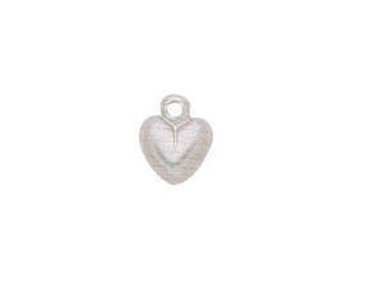 Small Puffy Heart Charm Love, Valentines, Family Pendant With Ring 2 x 4.5mm - Sterling Silver (SS Item#C301611)