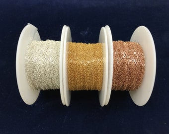1.3mm Unfinished Flat Cable Chain By the Foot - Sterling Silver(SS) / Gold Filled(GF) / Rose Gold Filled(RGF)