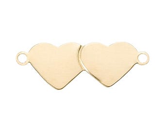 Double Flat Heart Connectors 8.2 x 23mm - (20574CN) - Gold Filled