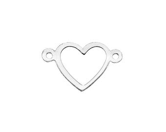 Cut Out Heart Connectors 8.5 x 13.8mm - (301713CN) - Sterling Silver
