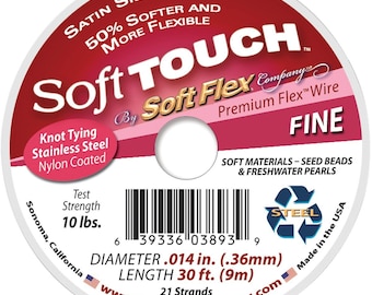 SoftTouch Fine Original Stainless Steel Beading Wire 21 strand .014 inch 30ft, 100ft & 1000ft length - 1 spool