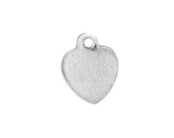 Plain Flat Heart Charm Etiqueta de estampación personalizada -8 x 7 mm - Plata de ley (artículo SS # C302299)