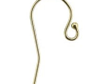 French Earwires - Plain with Ball End - 14 Karat Gold #10107 - 2pcs