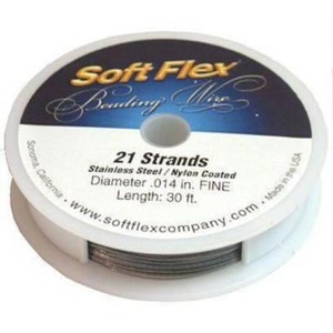 May include: A spool of silver Soft Flex Beading Wire, 21 strands, stainless steel and nylon coated, 0.014 inches in diameter, fine gauge, 30 feet long. Made in the USA.
