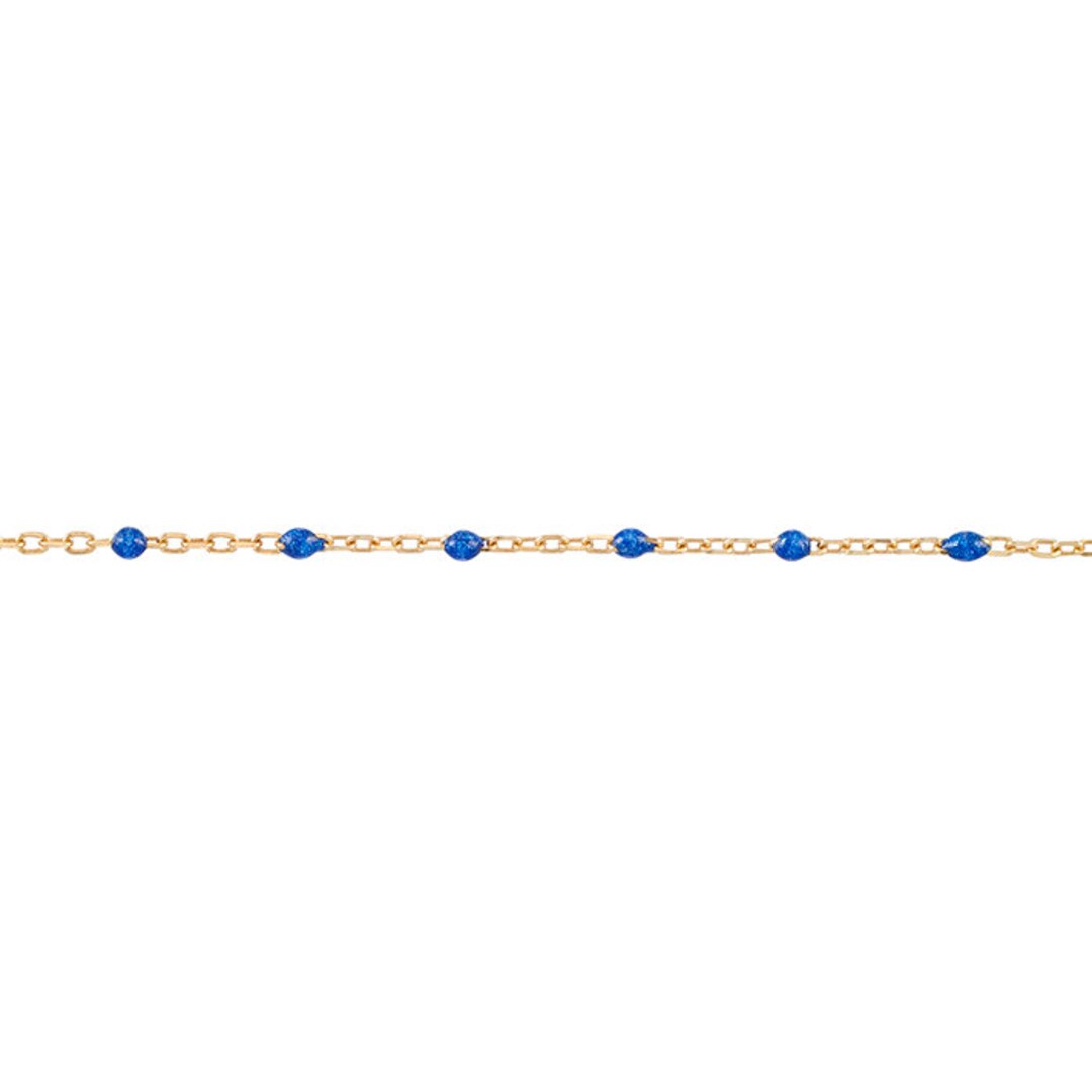 Blue String Chain Enamel Chain Link Size 1.5mm With 2mm Blue Round Enamel Chain by the ...