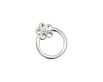 Small Flower Toggle Clasp -Sterling Silver (#9593)