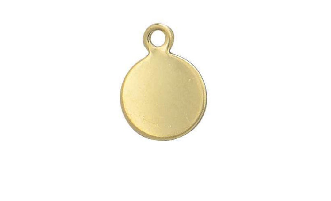 Small Rund Charm Plain Small Round Disc Charm Personalizing Stamping Tag With Ring ...