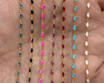 14K Gold Filled Figaro with Enamel Chain By the Foot - 7 colors- Gold Filled (GF)