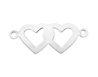 Thick Double Cut Out Heart Connectors 9 x 22.8mm - (302324CN) - Sterling Silver