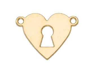 Heart with Key Connector 8 x 10mm - (202036CNL) - Gold Filled