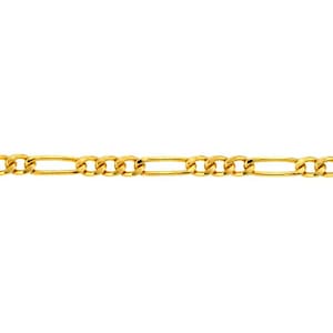 May include: A gold chain necklace with a classic figaro link design.