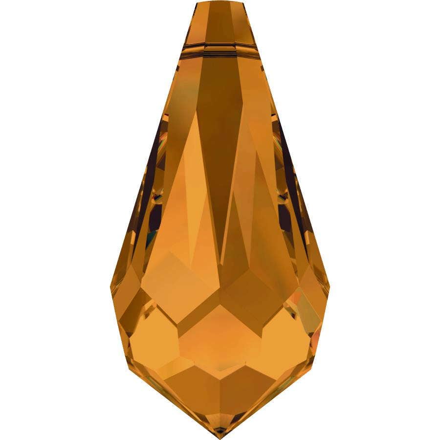 Swarovski Crystal - 6000 Tear Drop Top Drilled - Topaz 11 X 5.5mm
