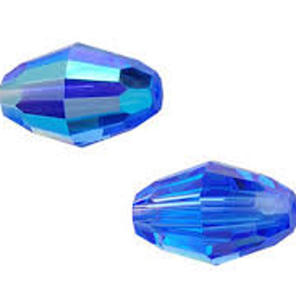 5200 Swarovski Crystal Barrel Shaped Beads - Sapphire AB 9 x 6 (10 pcs)