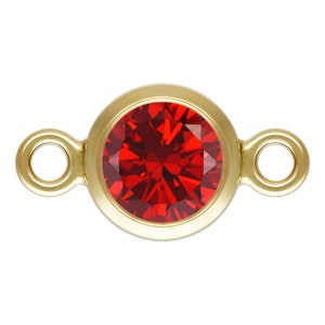 Birth Stone  Connector 4mm Bezel Cubic Zirconia (CZ)  -  Gold Filled - 12 Birth Months