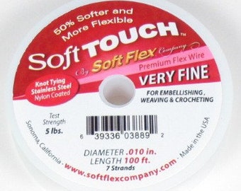 SoftTouch Fine Original Stainless Steel Beading Wire 7 strand .010 inch 30ft, 100ft & 1000ft length - 1 spool