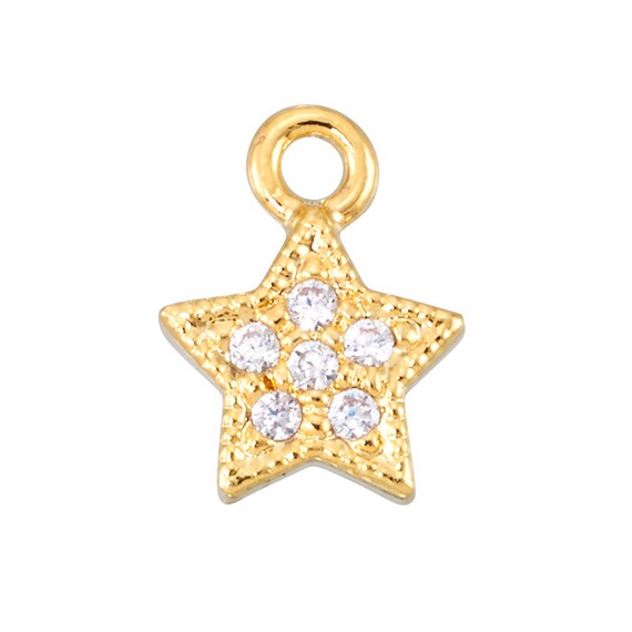 Star Charm - 6.5 X 6.4mm W/cubic Zirconia (CZ) - Sterling