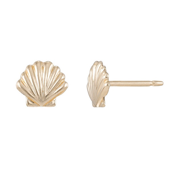 6.4 x 5.7mm  Sea Shell Post Earrings studs  (6pcs) - Gold Filled - Item# 2595PE