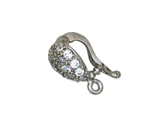 Sterling Silver Rhodium Plated Enhancer with (CZ) Cubic Zirconia 6.18mm x 12.06mm - (SS item # 303125SCZ)