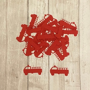 100 Assorted Firetruck Confetti, Die Cut Fire truck, Baby Shower, Firetruck Theme Party, Baby Boy, Fireman Birthday Party, Fireman theme