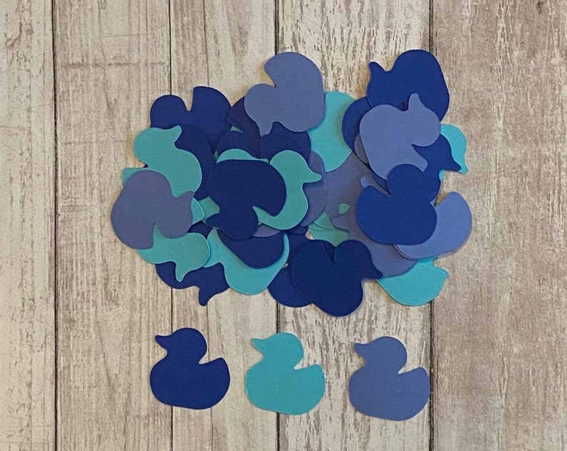 100 Blue Baby Duck Confetti Die Cut Duck Baby Shower Decor Blue Baby Shower Table Confetti Shower Supply Boy Shower Duck