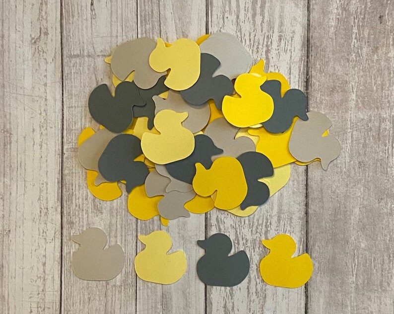 100 Yellow baby Duck Confetti Die Cut Ducky Baby Shower Decor Yellow and Grey Baby Shower Table Confetti Shower SupplyDuck