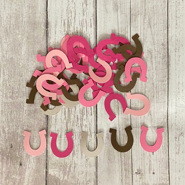 100 Assorted Pink and Brown Horseshoe Confetti, Die Cut, Baby Shower, Cowgirl Theme Party, Cowgirl Décor, Baby girl, Cow girl Birthday Party