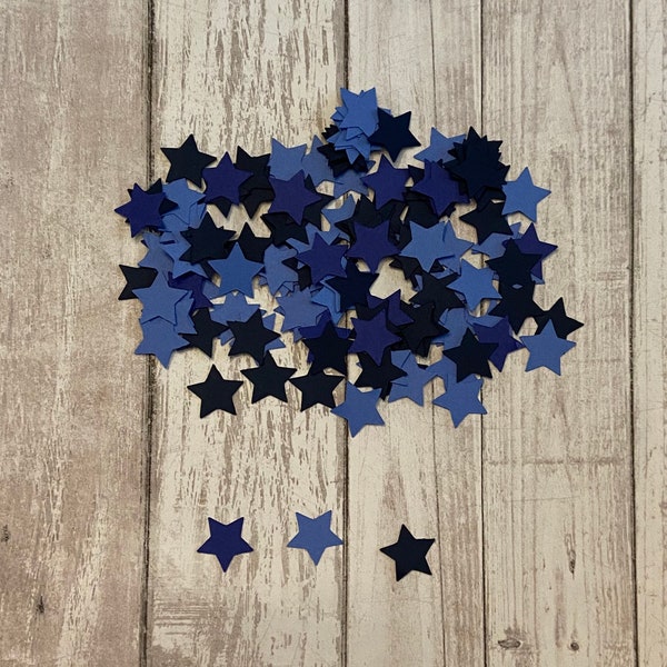 300 piece assorted blue star confetti mix, baby shower confetti, prom decorations, wedding confetti, scrapbook supply, birthday party