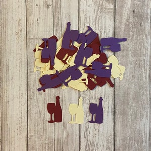 100 Purple red and ivory wine bottle and glass Confetti, bachelorette, wine theme Shower, wine Theme, wine tour, wine birthday, wine wedding