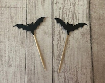 24 assorted bat toothpicks, baby shower, Halloween party, birthday party, party decoration, appetizer picks, food picks, cupcake toppers