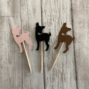24 Assorted Deer Toothpicks, Little Deer Cupcake Toppers, Little Deer Baby Shower, Woodland Theme, Appetizer Picks, Woodland birthday, Fawn