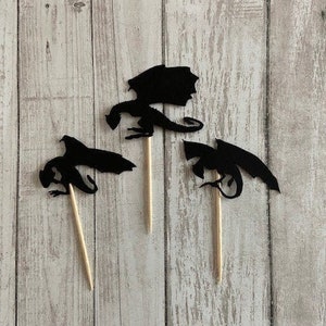 24 Assorted Dragon Toothpicks, Dragon Cupcake Toppers, Dragon Baby Shower, Fantasy Theme, Appetizer Picks, Dragon birthday