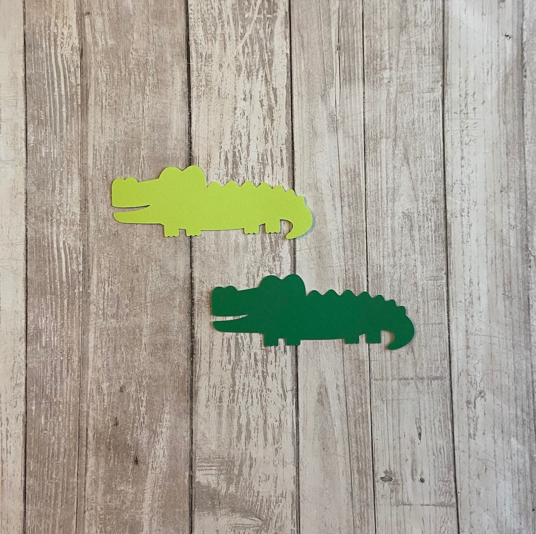 25 Assorted Green Alligator Die Cut Tags, Die Cut Alligators, Baby