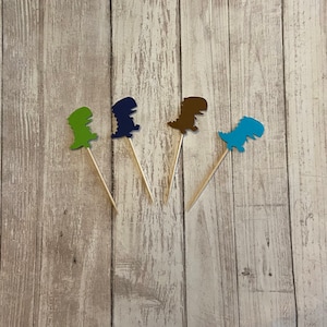 24 dinosaur toothpicks, dinosaur baby shower, dinosaur birthday, dinosaur decor, dinosaur party, appetizer picks, food picks, cupcake topper