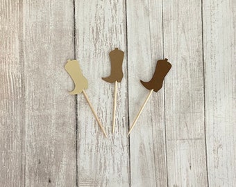 24 cowboy boot toothpicks, cowboy baby shower, cowboy birthday, cowboy party, appetizer picks, food picks, cupcake toppers, country theme