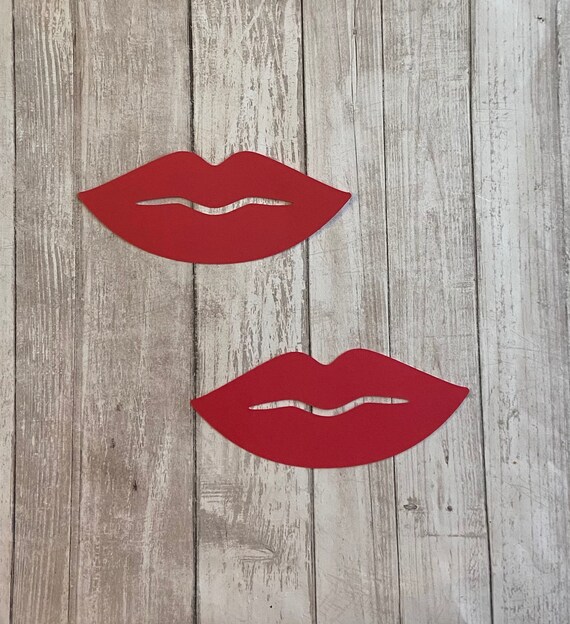 25 Red Lips Tags Die Cut Lips Girl Baby Shower Bachelorette Etsy