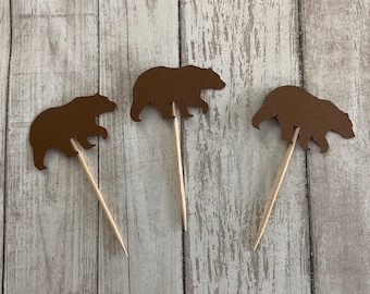 24 Assorted Woodland Toothpicks Woodland Cupcake Toppers - Etsy
