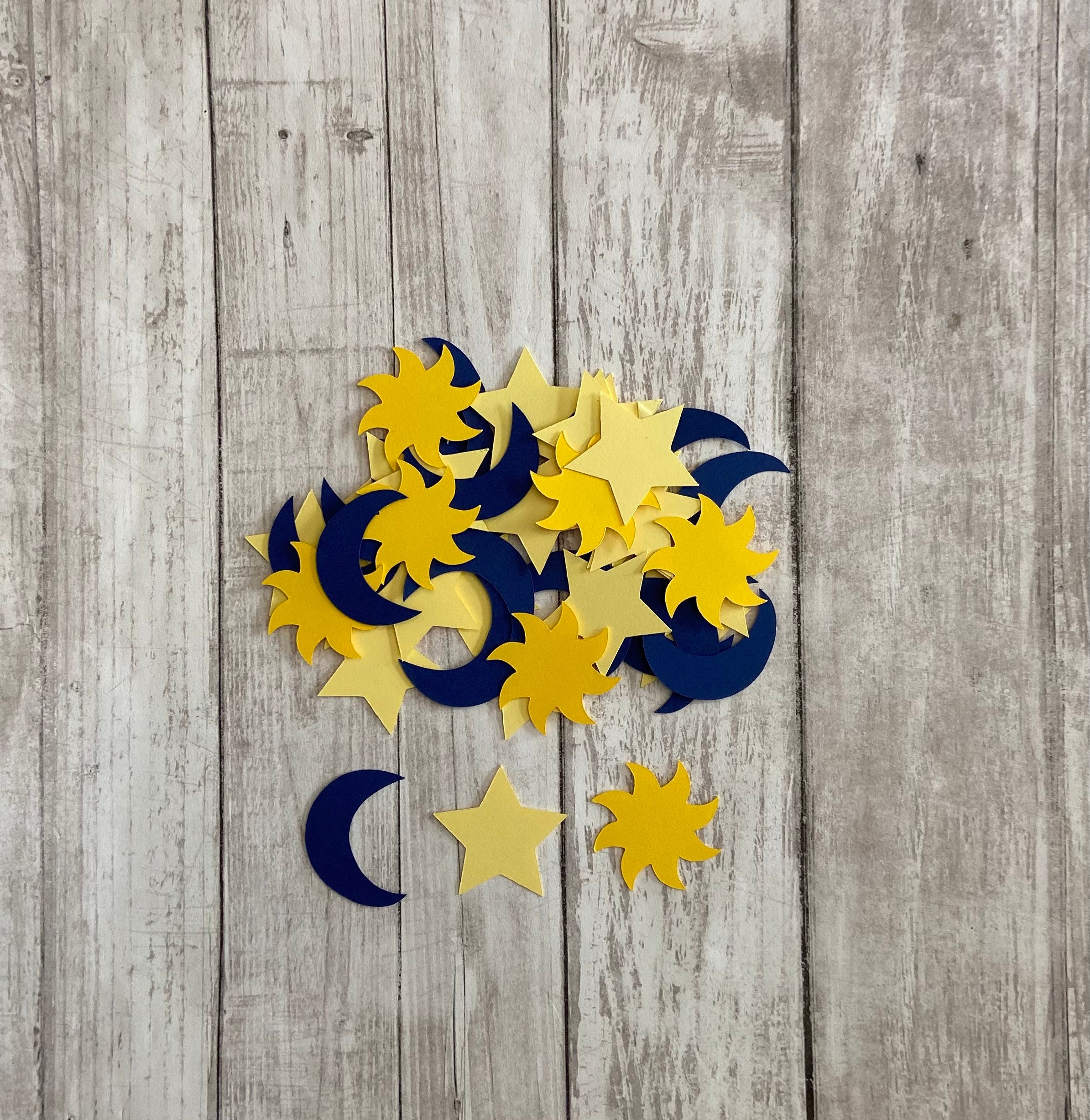 100 Assorted Sun Star and Moon Confetti Die Cut little star Baby Shower Theme Party Party Decoration birthday party star and