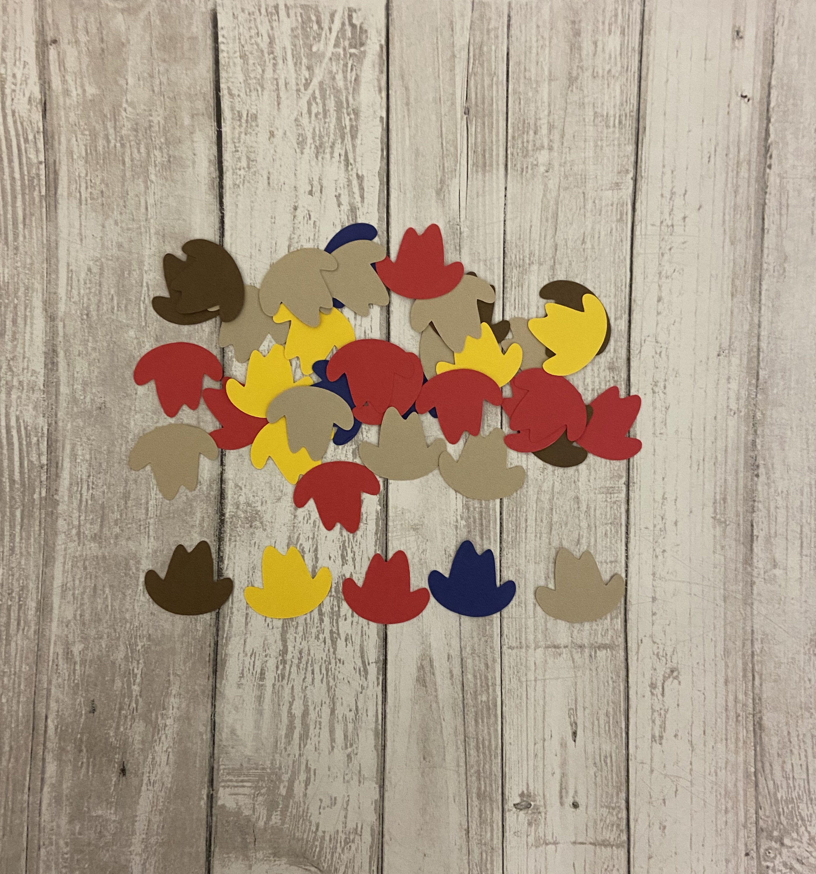 100 Assorted Cowboy hat Confetti Die Cut Baby Shower Cowboy theme Party Cowboy Dcor Baby boy Cowboy Birthday Party Western