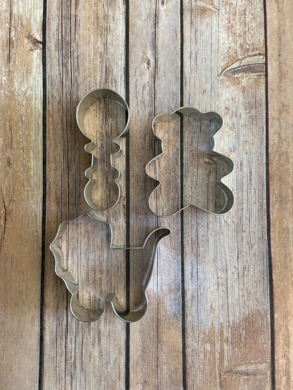 Set of 3 baby carriage, teddy bear and rattle cookie cutter - baking supply, baby shower, cookie supply, baby shower favor, favor maker