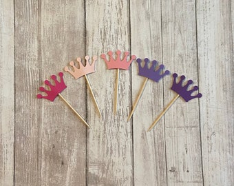 24 princess crown toothpicks, princess baby shower, birthday party, princess party, appetizer picks, food picks, princess cupcake toppers